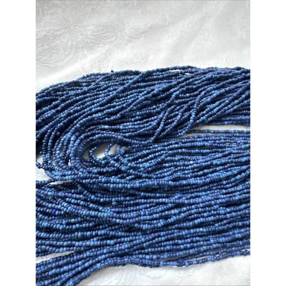 Chicos Blue Seed Bead Silver Tone 16" Long Layered Statement Necklace NEW - Picture 8 of 14